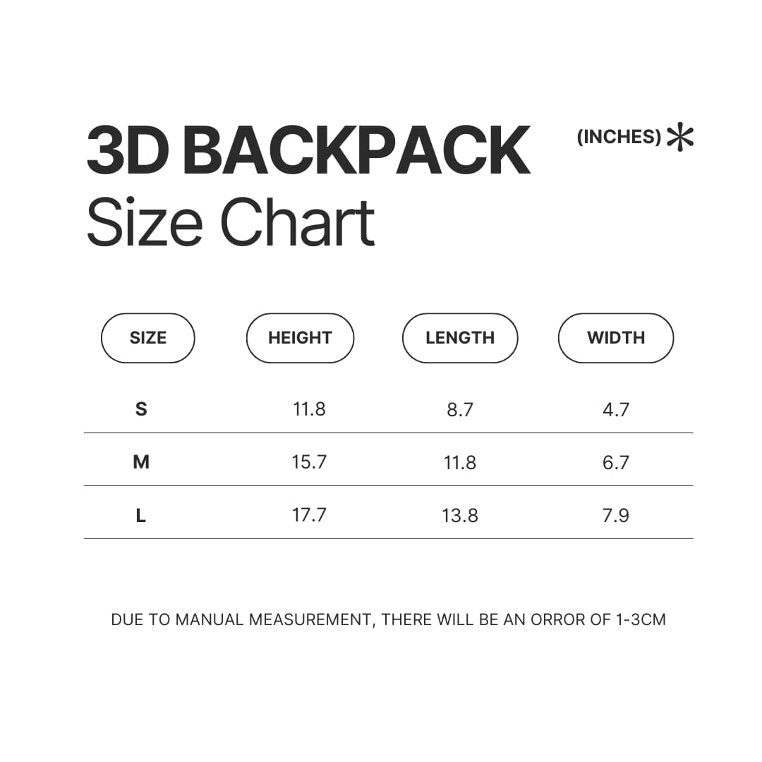 3D Backpack Size Chart - Link Click UK Shop
