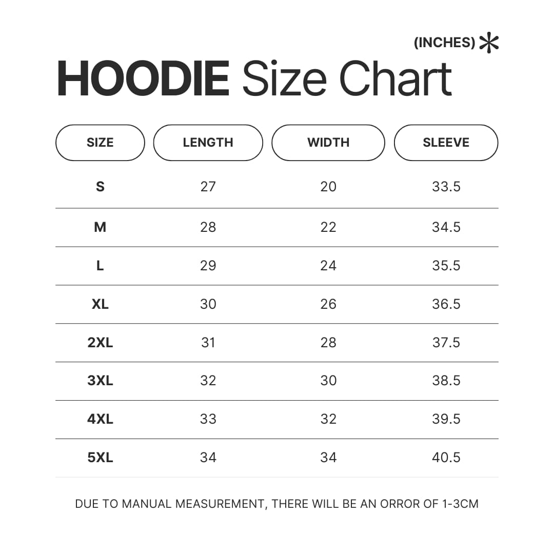 Hoodie Size Chart - Link Click UK Shop