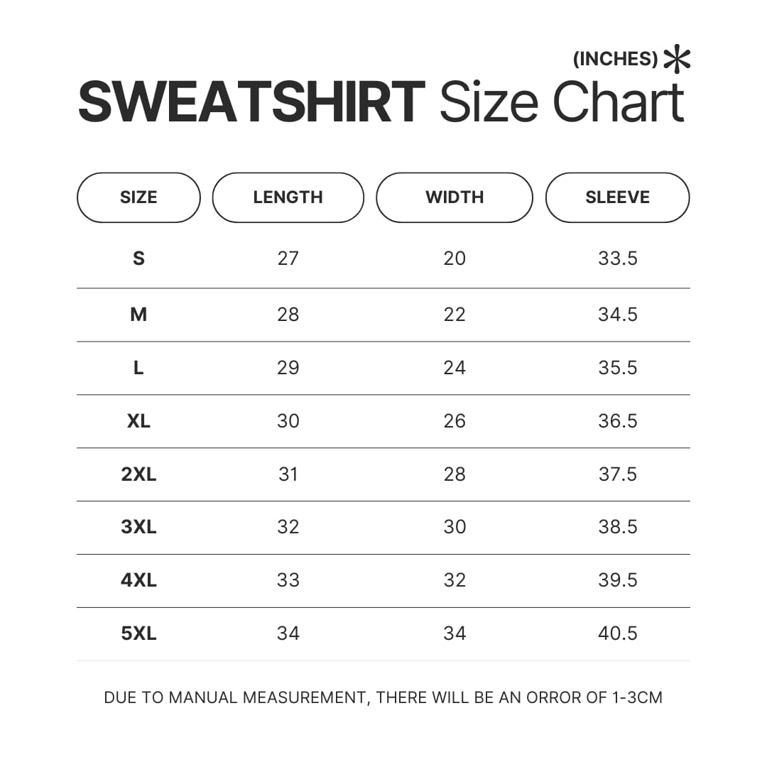 Sweatshirt Size Chart - Link Click UK Shop