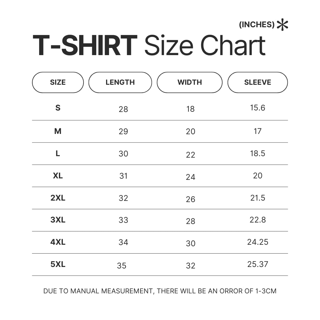 T shirt Size Chart - Link Click UK Shop