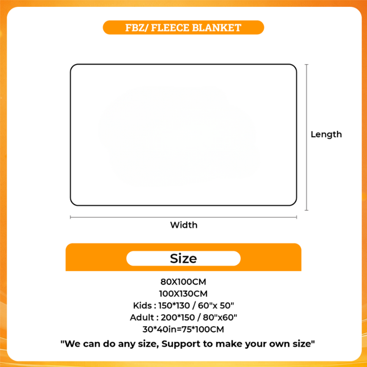 3d fleece blanket size chart - Link Click UK Shop